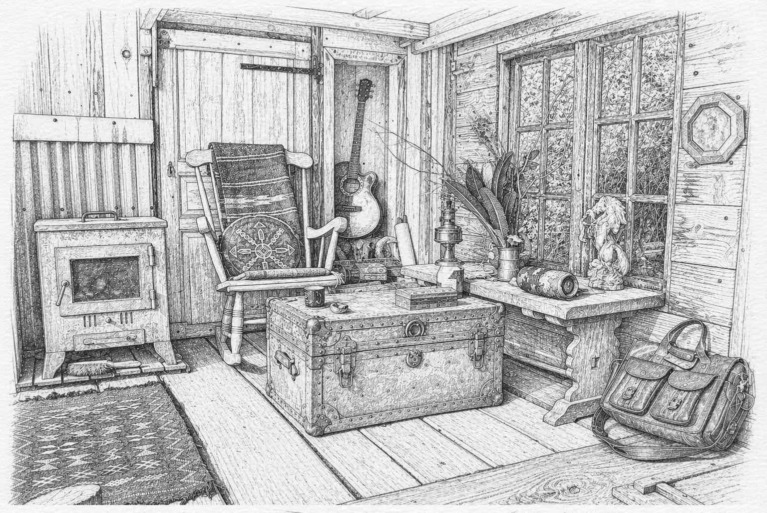 Croquis intérieur de cabane